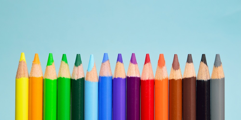 Creativity rainbow coloured pencils marketing skills